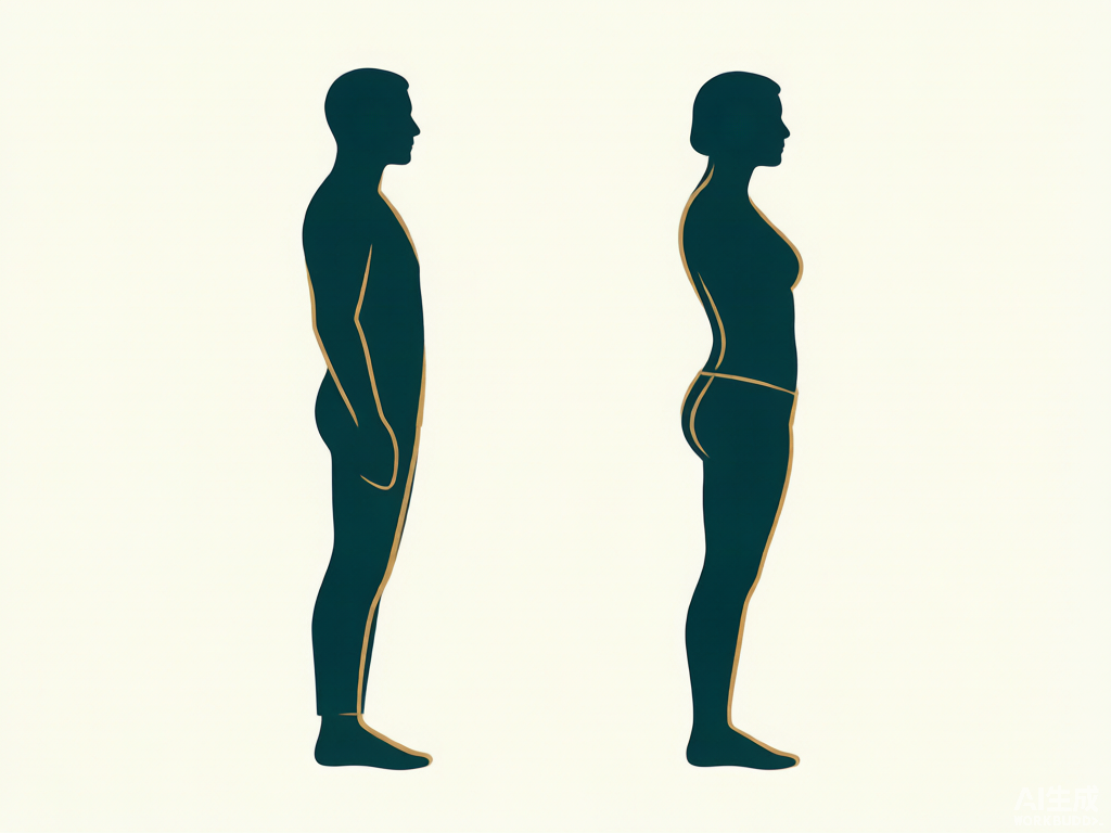 姿勢代償示意：骨盆歪斜時，腰會被迫代償 / Postural compensation: when the pelvis tilts, the lower back is forced to compensate