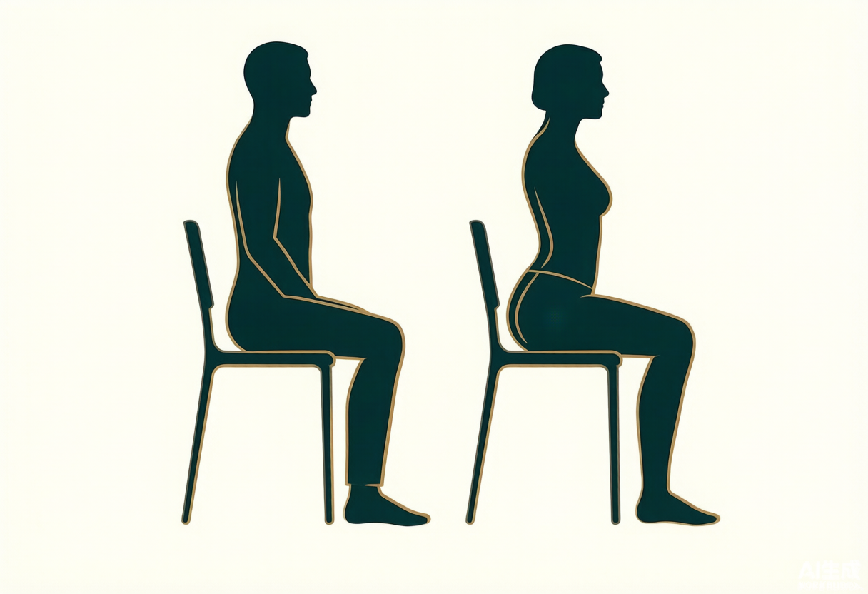 坐姿對比：端正坐姿 vs 坐姿拉垮 / Sitting comparison: upright posture vs slouched sitting
